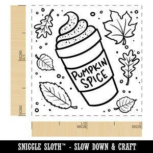 Pumpkin Spice Latte Coffee Autumn Leaves Self-Inking Rubber Stamp Ink Stamper