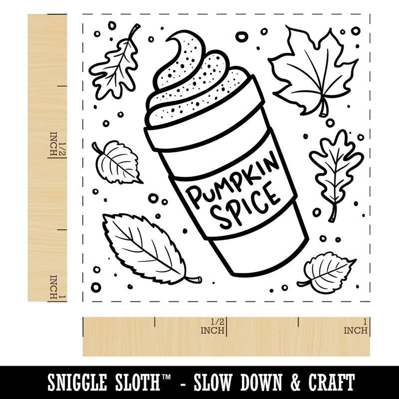 Pumpkin Spice Latte Coffee Autumn Leaves Self-Inking Rubber Stamp Ink Stamper