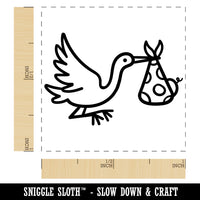 Stork Carrying a Baby Shower Pregnancy Self-Inking Rubber Stamp Ink Stamper