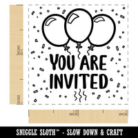 You Are Invited Birthday Balloons Self-Inking Rubber Stamp Ink Stamper