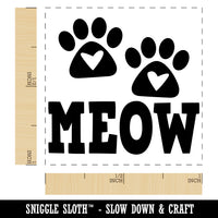 Meow Kitty Cat Paw Prints with Hearts Self-Inking Rubber Stamp Ink Stamper