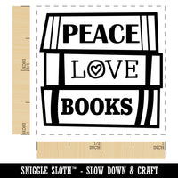 Peace Love Books Reading Stacked Self-Inking Rubber Stamp Ink Stamper