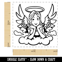 Angel Looking Down from Clouds Self-Inking Rubber Stamp Ink Stamper