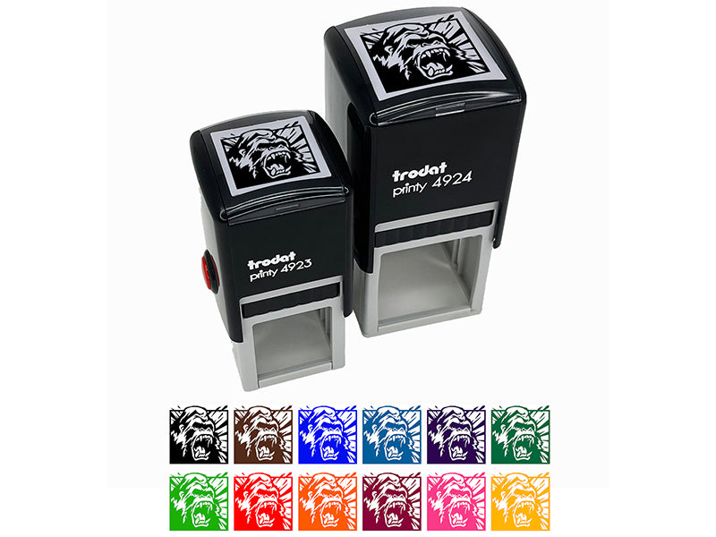 Angry Roaring Silverback Gorilla Self-Inking Rubber Stamp Ink Stamper