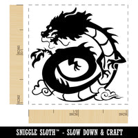 Asian Dragon Floating in Clouds Self-Inking Rubber Stamp Ink Stamper