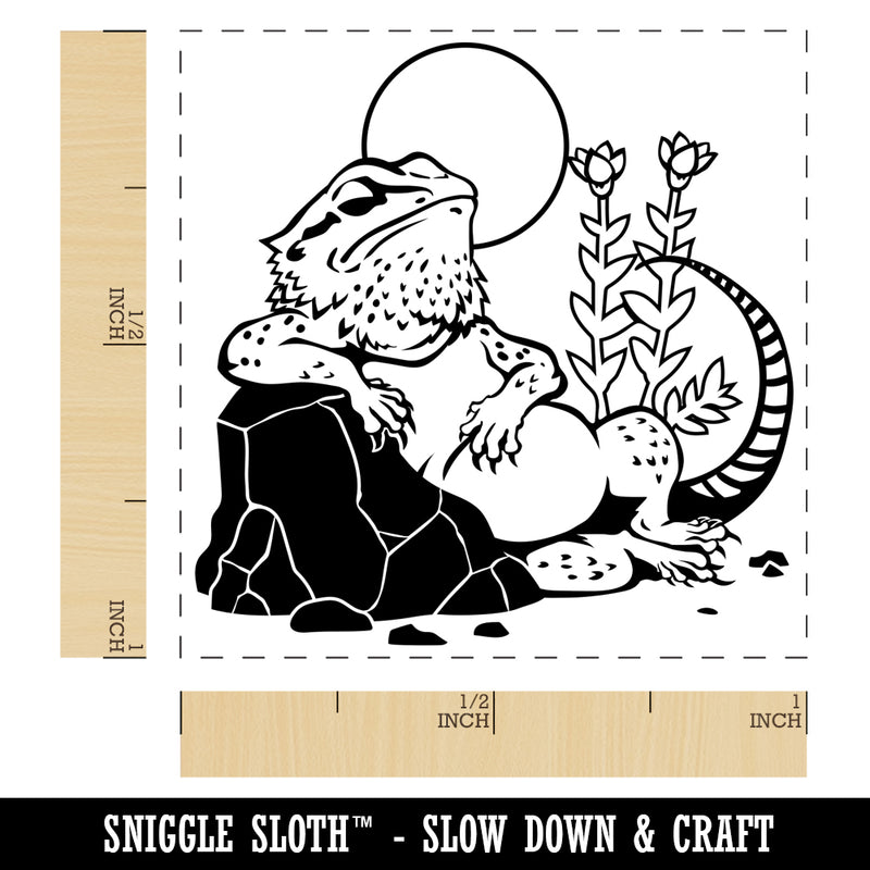 Bearded Dragon Lazy Lizard Self-Inking Rubber Stamp Ink Stamper