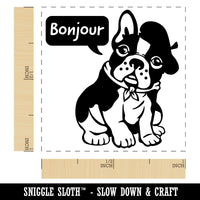 Bonjour French Bulldog with Beret and Bandana Self-Inking Rubber Stamp Ink Stamper