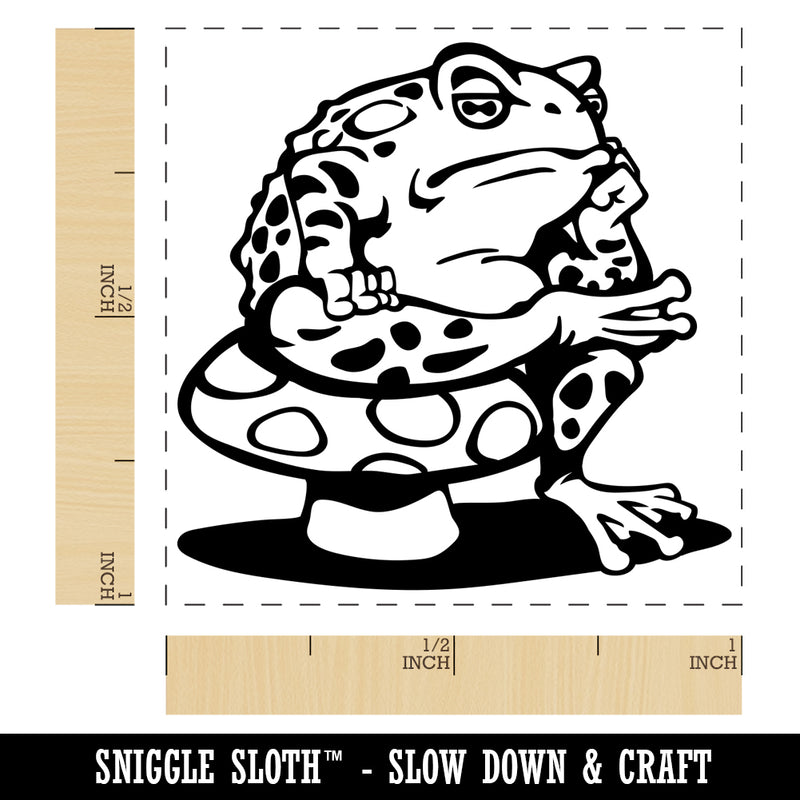 Bored Toad Frog on Toadstool Mushroom Self-Inking Rubber Stamp Ink Stamper