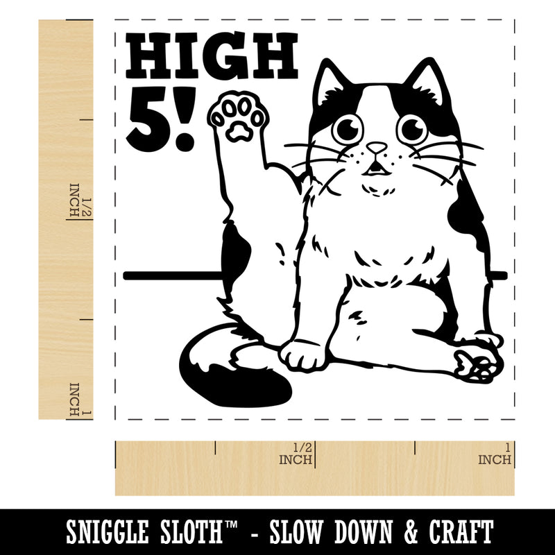 Cat Stretching Leg High Five Self-Inking Rubber Stamp Ink Stamper