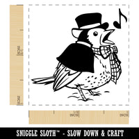 Christmas Caroler Song Bird Robin Self-Inking Rubber Stamp Ink Stamper