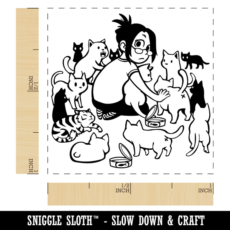 Crazy Cat Lady Surrounded Self-Inking Rubber Stamp Ink Stamper