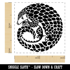 Curled Cute Pangolin Self-Inking Rubber Stamp Ink Stamper