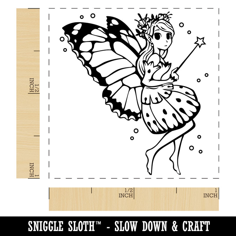 Cute Butterfly Pixie Fairy Girl Self-Inking Rubber Stamp Ink Stamper