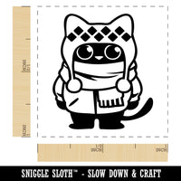 Cute Cat in Jacket is Ready for Winter Self-Inking Rubber Stamp Ink Stamper