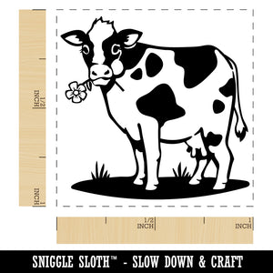 Cute Cow Eating Flower Self-Inking Rubber Stamp Ink Stamper
