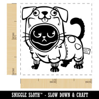 Cute Grouchy Cat in Dog Costume Halloween Self-Inking Rubber Stamp Ink Stamper