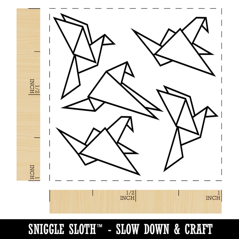 Flock of Origami Paper Birds Self-Inking Rubber Stamp Ink Stamper