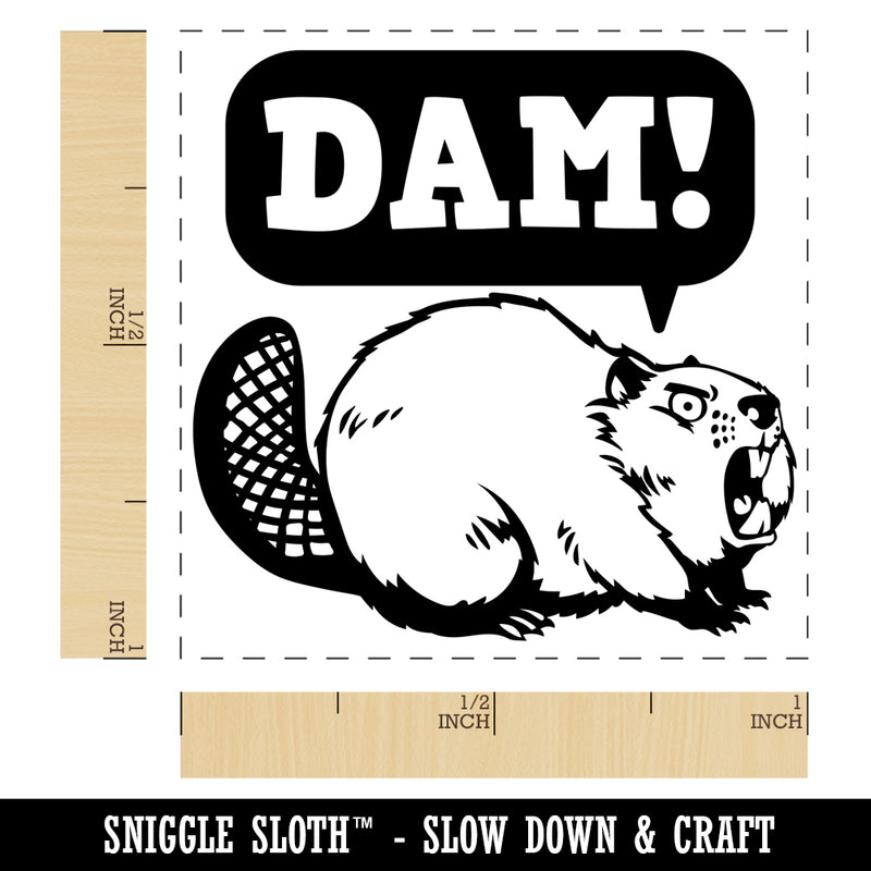 Grumpy Beaver Yelling Dam Self-Inking Rubber Stamp Ink Stamper