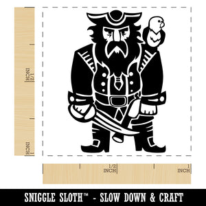 Grumpy Pirate with Weapons and Parrot Self-Inking Rubber Stamp Ink Stamper