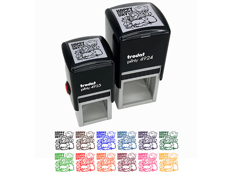 Happy Father's Day Dad with Lion and Cubs Self-Inking Rubber Stamp Ink Stamper