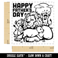 Happy Father's Day Dad with Lion and Cubs Self-Inking Rubber Stamp Ink Stamper