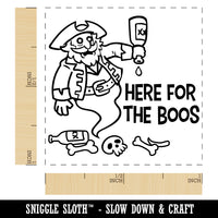 Here for the Boos Booze Pirate Ghost Halloween Self-Inking Rubber Stamp Ink Stamper