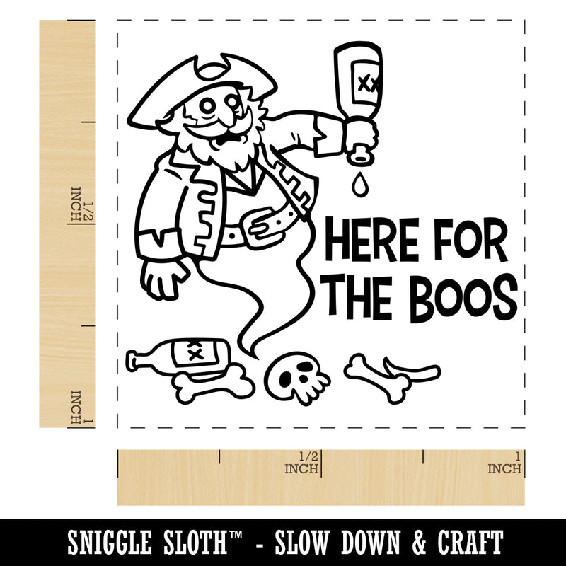 Here for the Boos Booze Pirate Ghost Halloween Self-Inking Rubber Stamp Ink Stamper