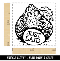 Just Laid Chicken Butt with Hen and Egg Self-Inking Rubber Stamp Ink Stamper