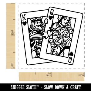 King and Queen of Hearts Playing Cards Self-Inking Rubber Stamp Ink Stamper