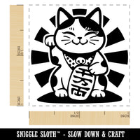 Maneki Neko Lucky Fortune Cat Self-Inking Rubber Stamp Ink Stamper