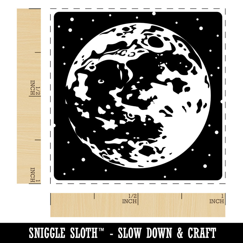 Moon in the Night Sky with Stars Space Astronomy Self-Inking Rubber Stamp Ink Stamper