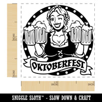 Oktoberfest German Maiden with Steins of Beer Self-Inking Rubber Stamp Ink Stamper