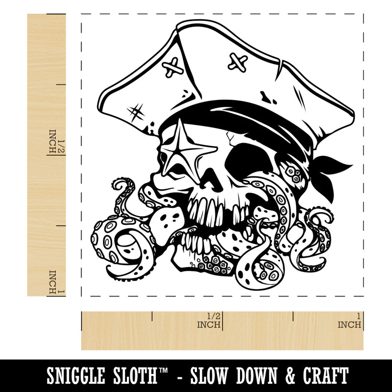 Pirate Skull with Octopus Tentacles Self-Inking Rubber Stamp Ink Stamper