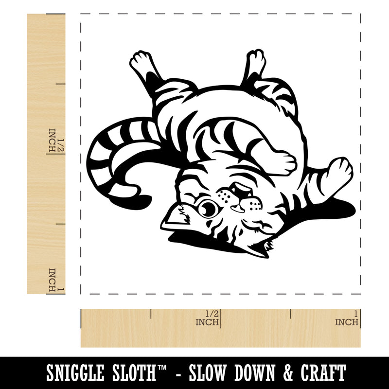 Playful Cat Rolling Around Self-Inking Rubber Stamp Ink Stamper