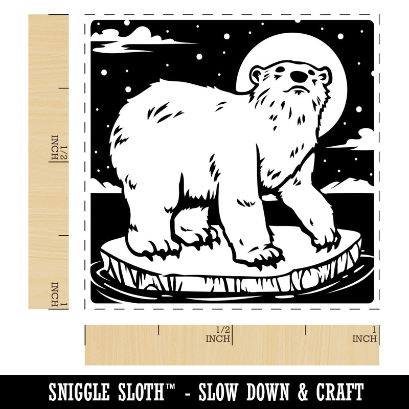 Polar Bear Chilling on Iceberg Self-Inking Rubber Stamp Ink Stamper