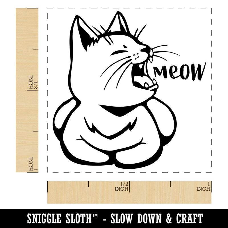 Sleepy Kitty Yawning Meow Self-Inking Rubber Stamp Ink Stamper