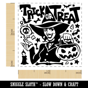 Trick or Treat Halloween Witch Self-Inking Rubber Stamp Ink Stamper