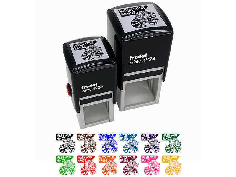 Wash Your Hands Raccoon Self-Inking Rubber Stamp Ink Stamper