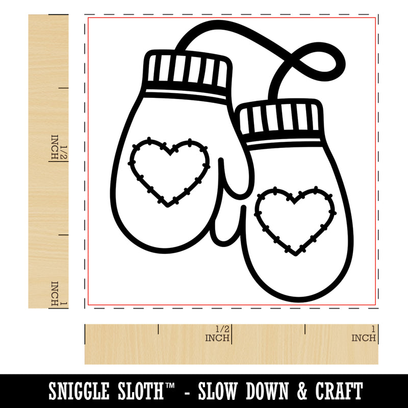 Cozy Mittens with Hearts Winter Self-Inking Rubber Stamp Ink Stamper