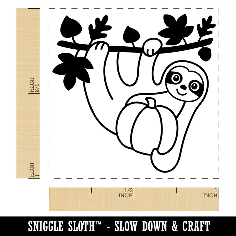 Fall Sloth with Pumpkin Self-Inking Rubber Stamp Ink Stamper