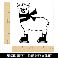 Ice Skating Llama Winter Self-Inking Rubber Stamp Ink Stamper