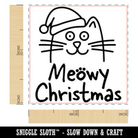 Meowy Christmas Cat with Santa Hat Self-Inking Rubber Stamp Ink Stamper