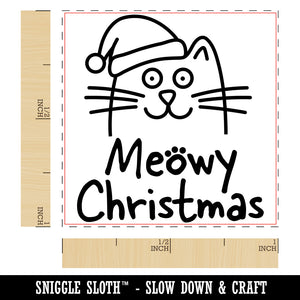 Meowy Christmas Cat with Santa Hat Self-Inking Rubber Stamp Ink Stamper