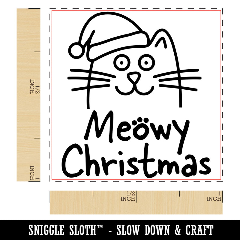 Meowy Christmas Cat with Santa Hat Self-Inking Rubber Stamp Ink Stamper