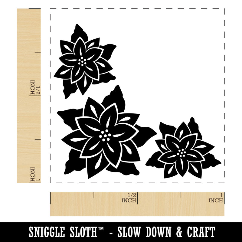 Poinsettia Corner Self-Inking Rubber Stamp Ink Stamper