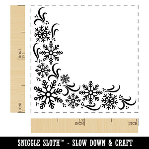 Snowflake Corner Winter Self-Inking Rubber Stamp Ink Stamper