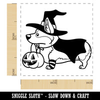 Corgi Trick-or-Treating Witch Costume Halloween Self-Inking Rubber Stamp Ink Stamper