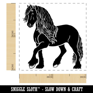 Elegant Friesian Horse Self-Inking Rubber Stamp Ink Stamper