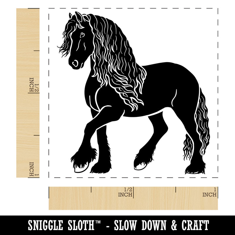 Elegant Friesian Horse Self-Inking Rubber Stamp Ink Stamper