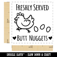 Freshly Served Butt Nuggets Chicken Laying Eggs Self-Inking Rubber Stamp Ink Stamper